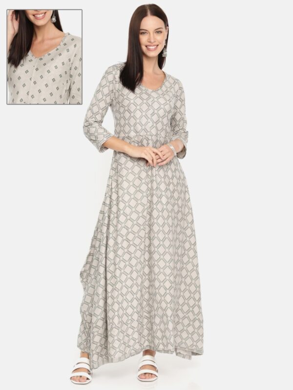 Anouk Women Printed A-Line Reversible Fusion A-Line Kurta