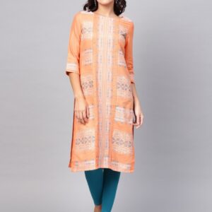 W Women Woven Design Straight Kurta