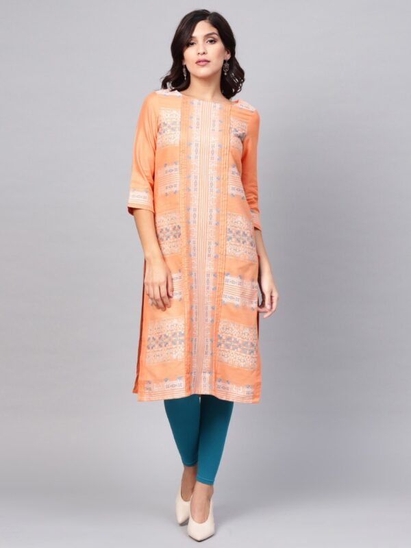 W Women Woven Design Straight Kurta