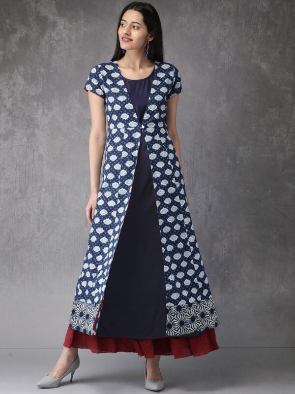 Anouk Women Printed A-Line Layered Kurta