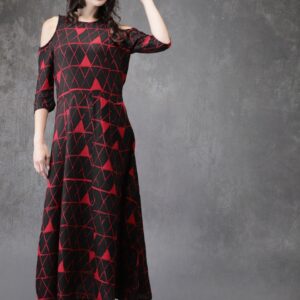 Anouk Women Printed A-Line Cold-Shoulder Kurta