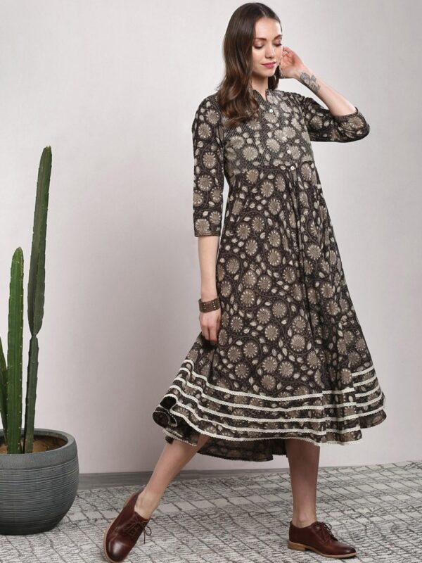 Sangria Women Handblock Kalamkari Printed A-Line Kurta