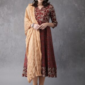 Anouk Women Printed Kurta with Churidar & Dupatta