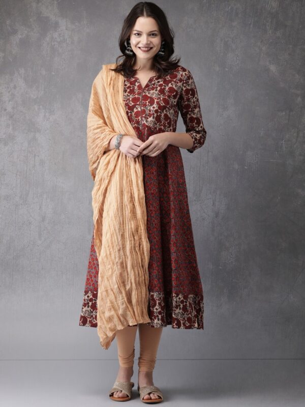 Anouk Women Printed Kurta with Churidar & Dupatta