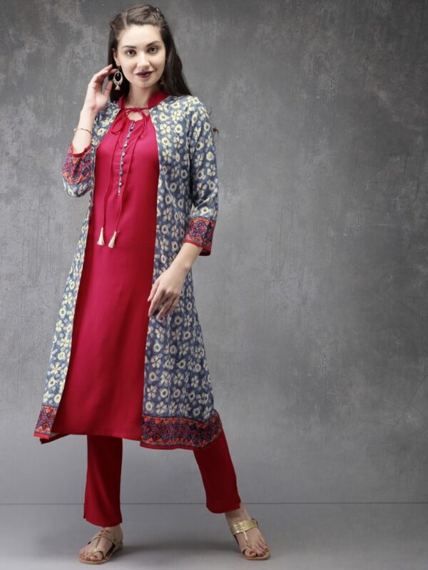 Anouk Women Printed Layered Kurta with Pyjamas