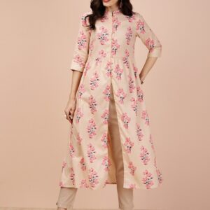 all about you Women Printed High-Slit Fusion Kurta