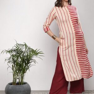 Sangria Women Striped Straight Kurta