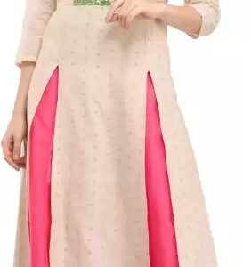 Cottinfab  Women Embellished Poly Silk Frontslit Kurta