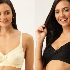 DressBerry Embroidered Non-Wired Non Padded Bras (Pack Of 2)