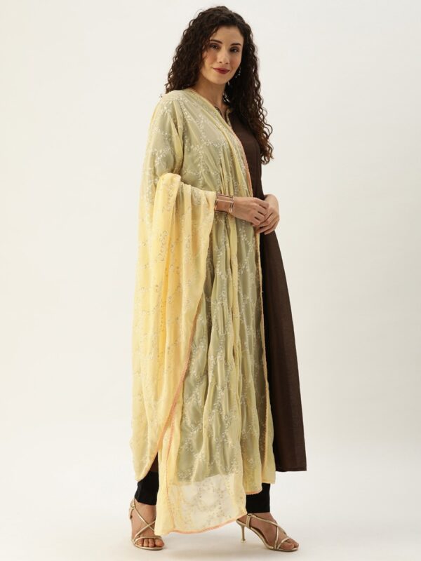 House of Pataudi Yellow Embroidered Dupatta