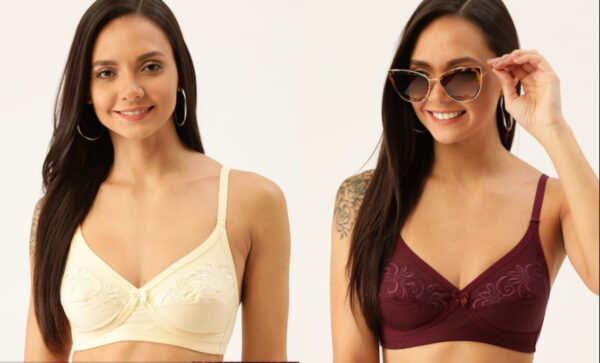 DressBerry Pack of 2 Self-Design Non-Wired Non-Padded Everyday Bras