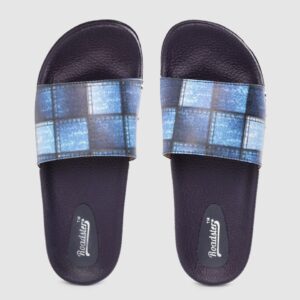 Roadster Women Blue Checked Sliders