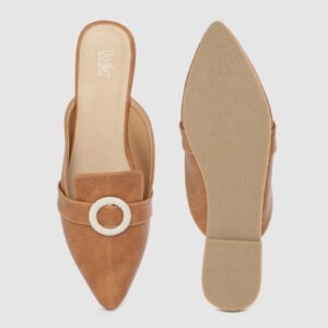 her by invictus Women Tan Brown Solid Mules