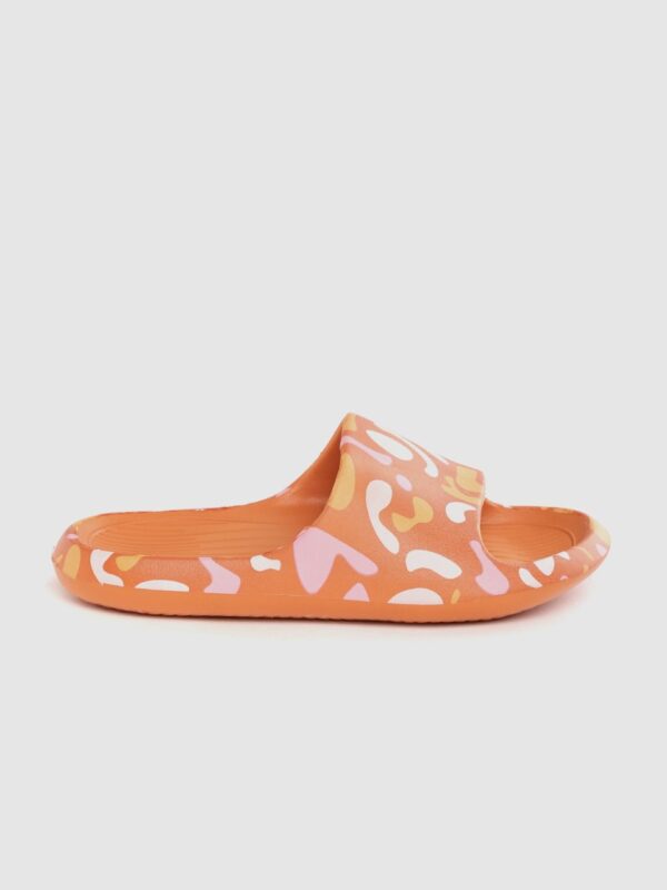 Mast & Harbour Women Orange & White Printed Sliders