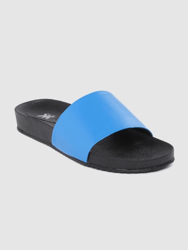 Kook N Keech Women Blue & Black Solid Sliders