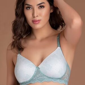 Clovia Padded Non-Wired Floral Print Multiway T-Shirt Bra with Lace Wings With Matching