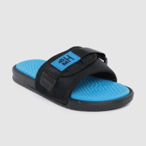 Mast & Harbour Women Black & Blue Solid Sliders