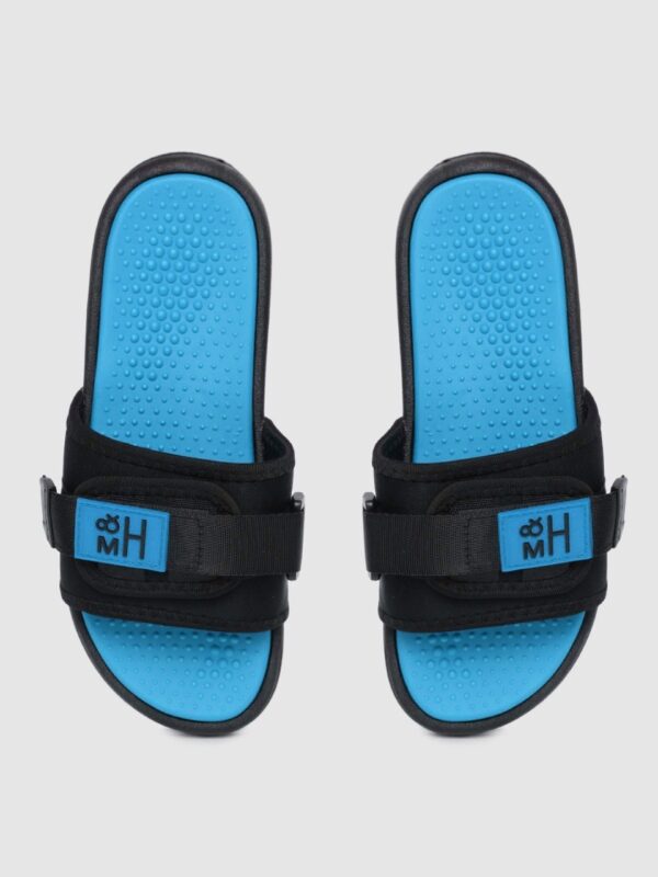 Mast & Harbour Women Black & Blue Solid Sliders