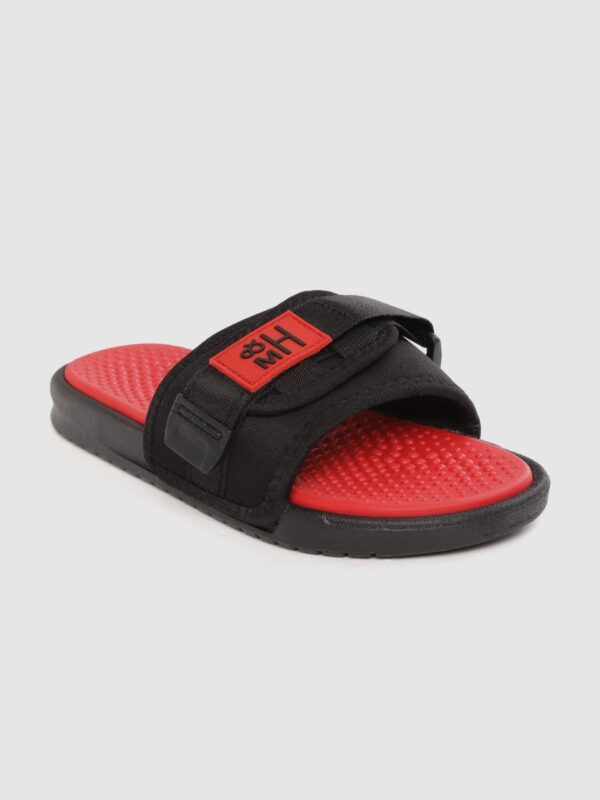 Mast & Harbour Women Black & Red Solid Sliders