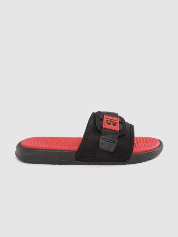 Mast & Harbour Women Black & Red Solid Sliders