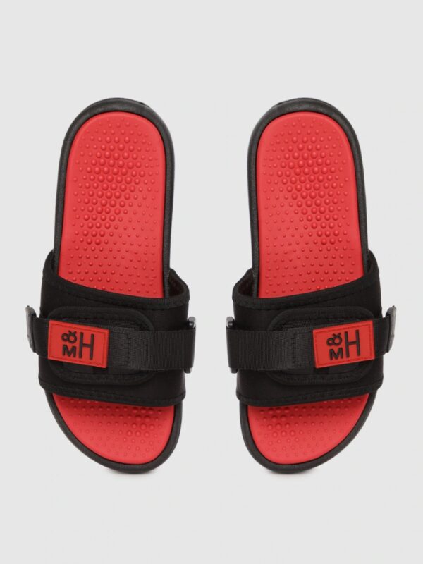 Mast & Harbour Women Black & Red Solid Sliders