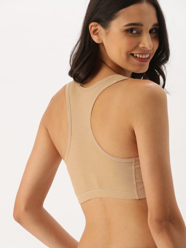 DressBerry Beige Solid Non-Wired Non Padded Sports Bra