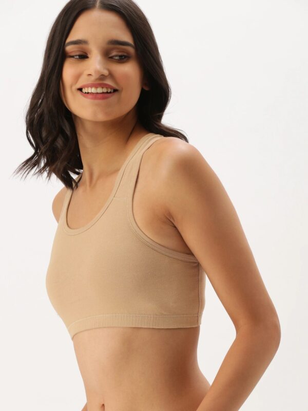 DressBerry Beige Solid Non-Wired Non Padded Sports Bra