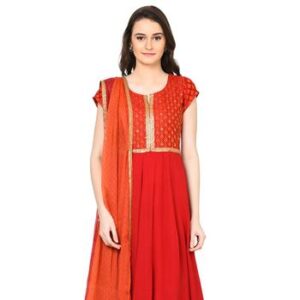 Rangriti Red Anarkali Viscose Suit Set