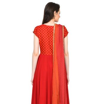 Rangriti Red Anarkali Viscose Suit Set