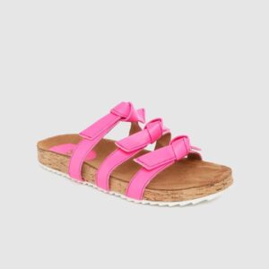 Kook N Keech Women Pink Bow-Detail Open Toe Flats