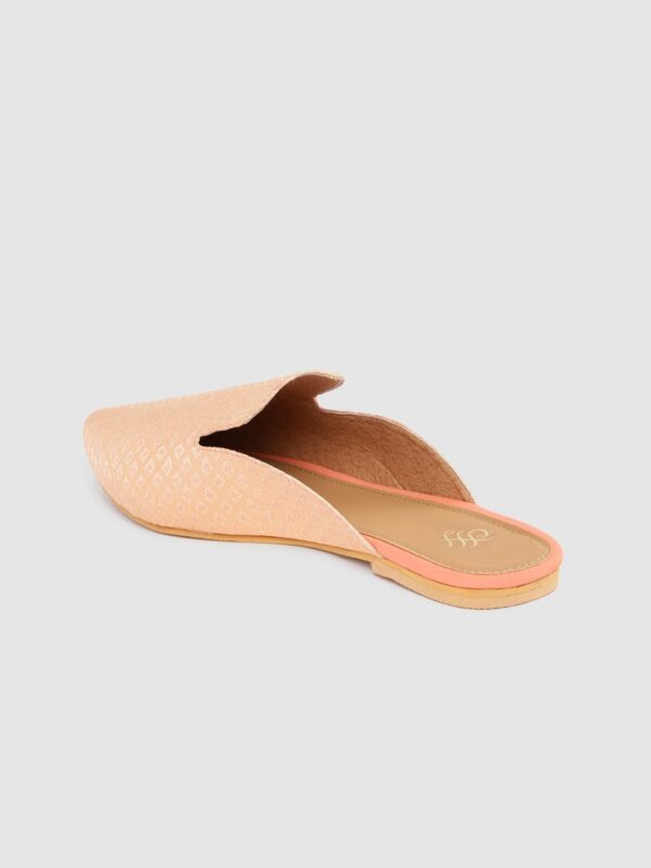 House of Pataudi Women Peach-Coloured Woven Design Handcrafted Mules