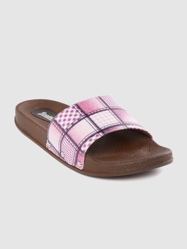 Roadster Women Checked Sliders