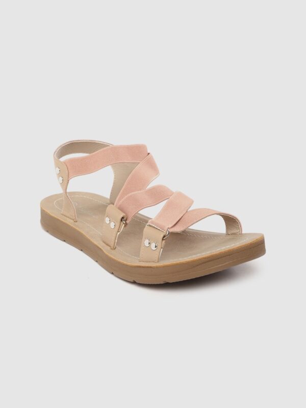 Mast & Harbour Women Peach-Coloured Solid Open Toe Flats