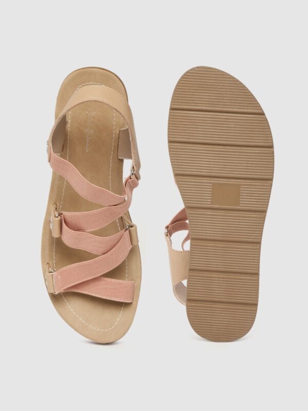 Mast & Harbour Women Peach-Coloured Solid Open Toe Flats