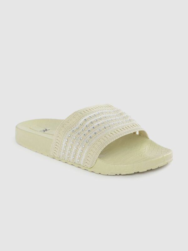 Kook N Keech Women Beige Embellished Sliders