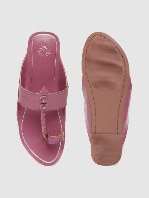 House of Pataudi Women Solid Handcrafted Leather One Toe Flats