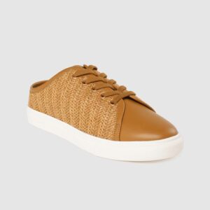 Mast & Harbour Women Tan Basketweave Mule Casual Shoes