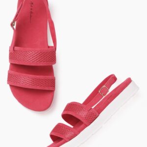 Mast & Harbour Women Pink Woven Design Open Toe Sandals