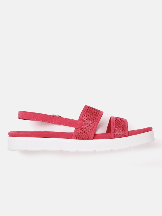 Mast & Harbour Women Pink Woven Design Open Toe Sandals