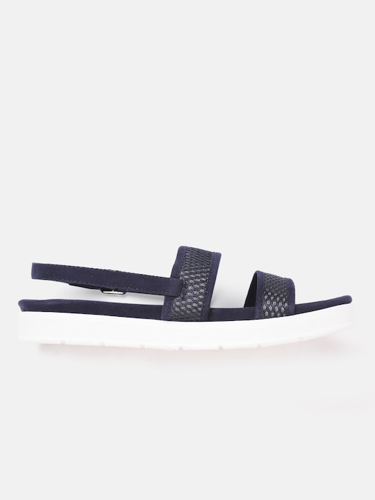 Mast & Harbour Women Blue Woven Design Open Toe Sandals