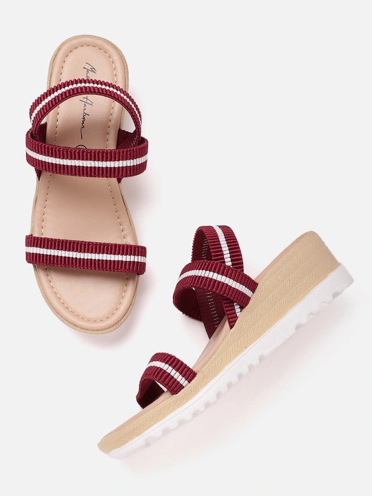 Mast & Harbour Striped Wedges Flats