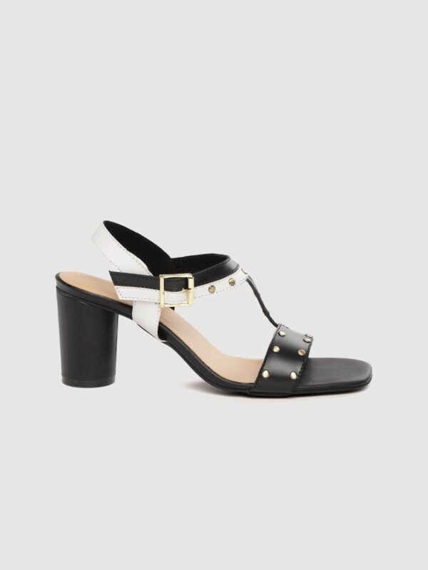 Mast & Harbour Black & White Riveted Block Heels