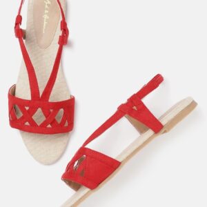 Mast & Harbour Women Criss-Cross Patterned Open Toe Flats