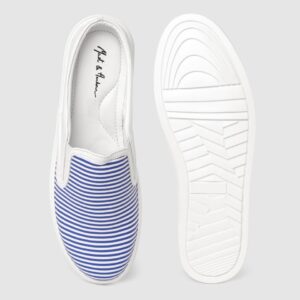 Mast & Harbour Women Blue & White Striped Mule Sneakers