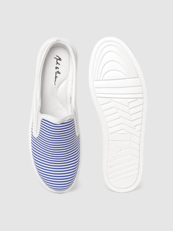 Mast & Harbour Women Blue & White Striped Mule Sneakers