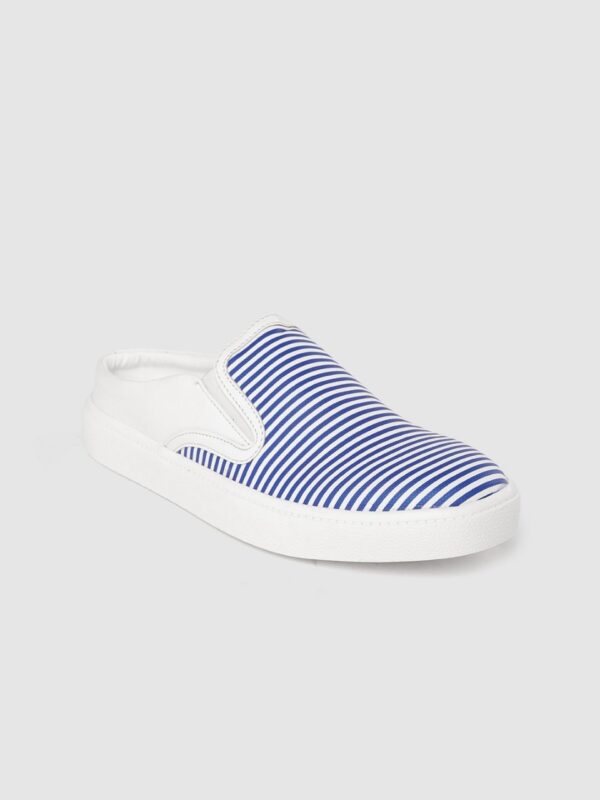 Mast & Harbour Women Blue & White Striped Mule Sneakers