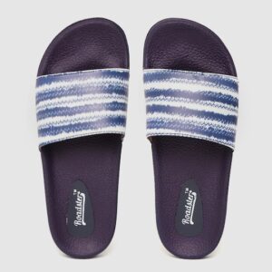 Roadster Women White & Blue Printed Sliders