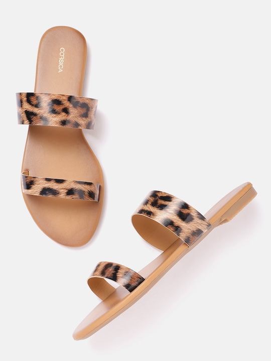 CORSICA Women Leopard Print Open Toe Flats