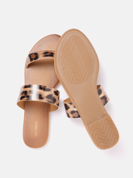 CORSICA Women Leopard Print Open Toe Flats