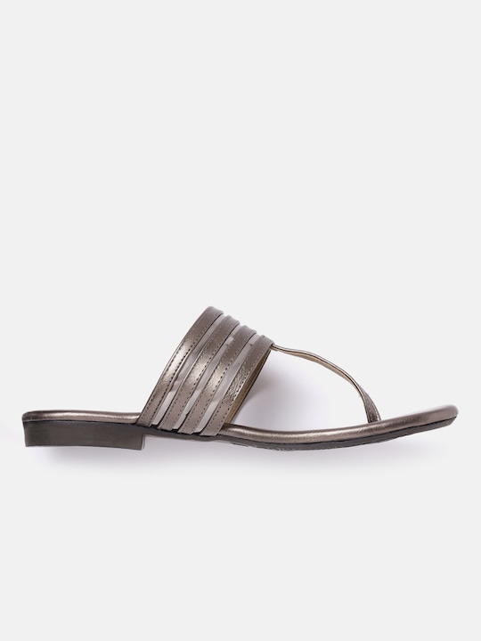 Anouk Women Striped Open-Toe T-Strap Flats